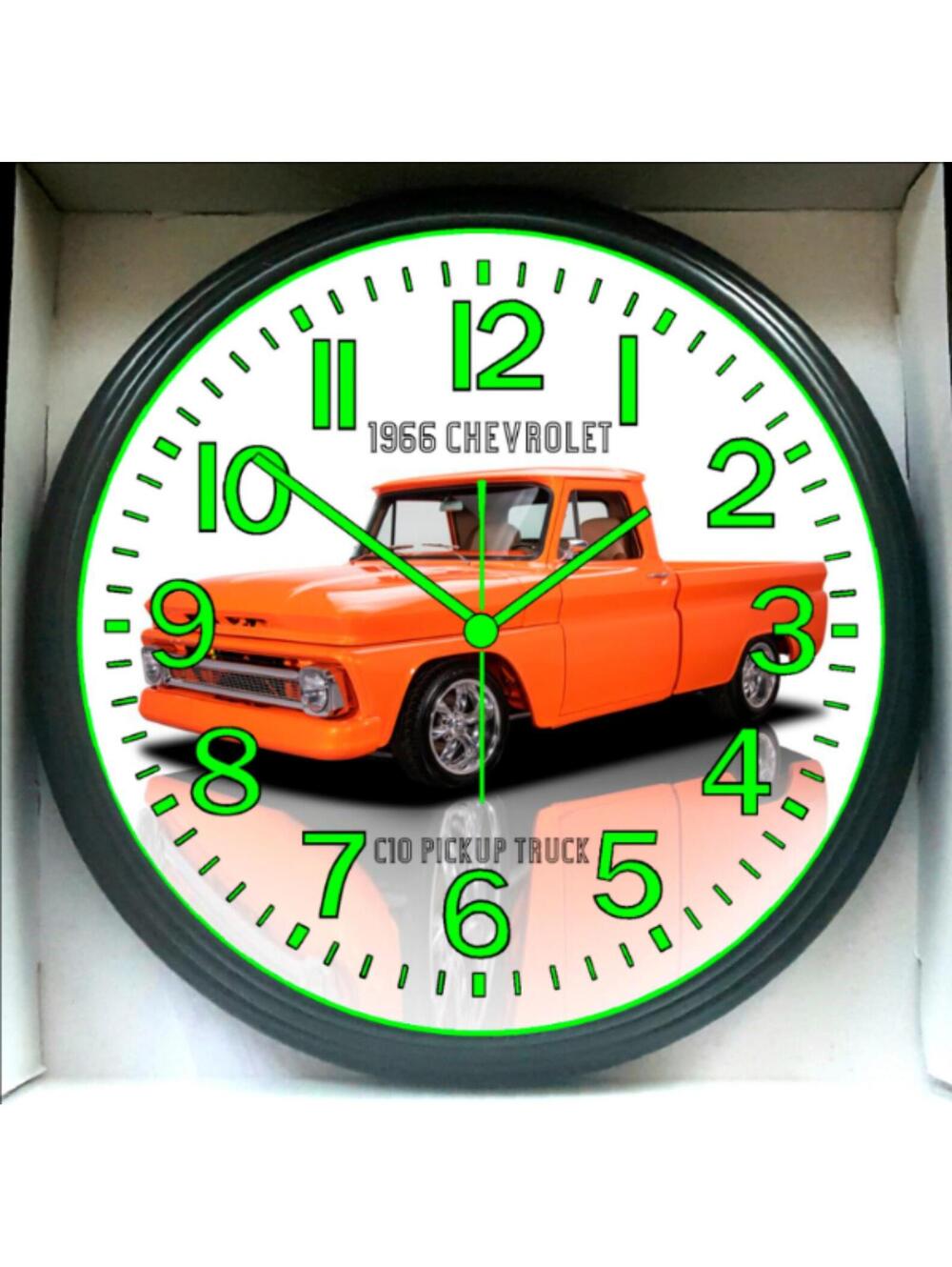1966 Chevrolet C10 Pickup Truck Garage Shop Glow In The Dark Wall Clock New!